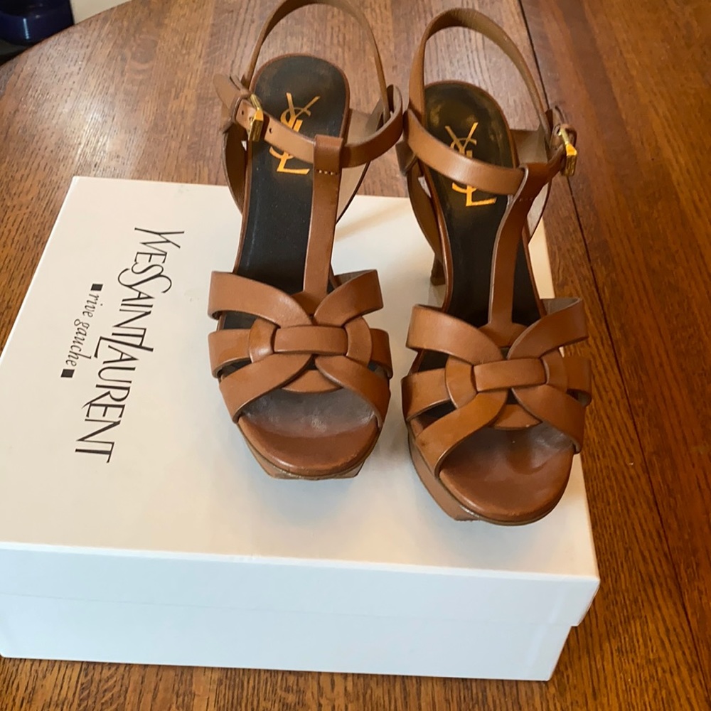 Yves Saint Laurent Tribute Sandals in Camel